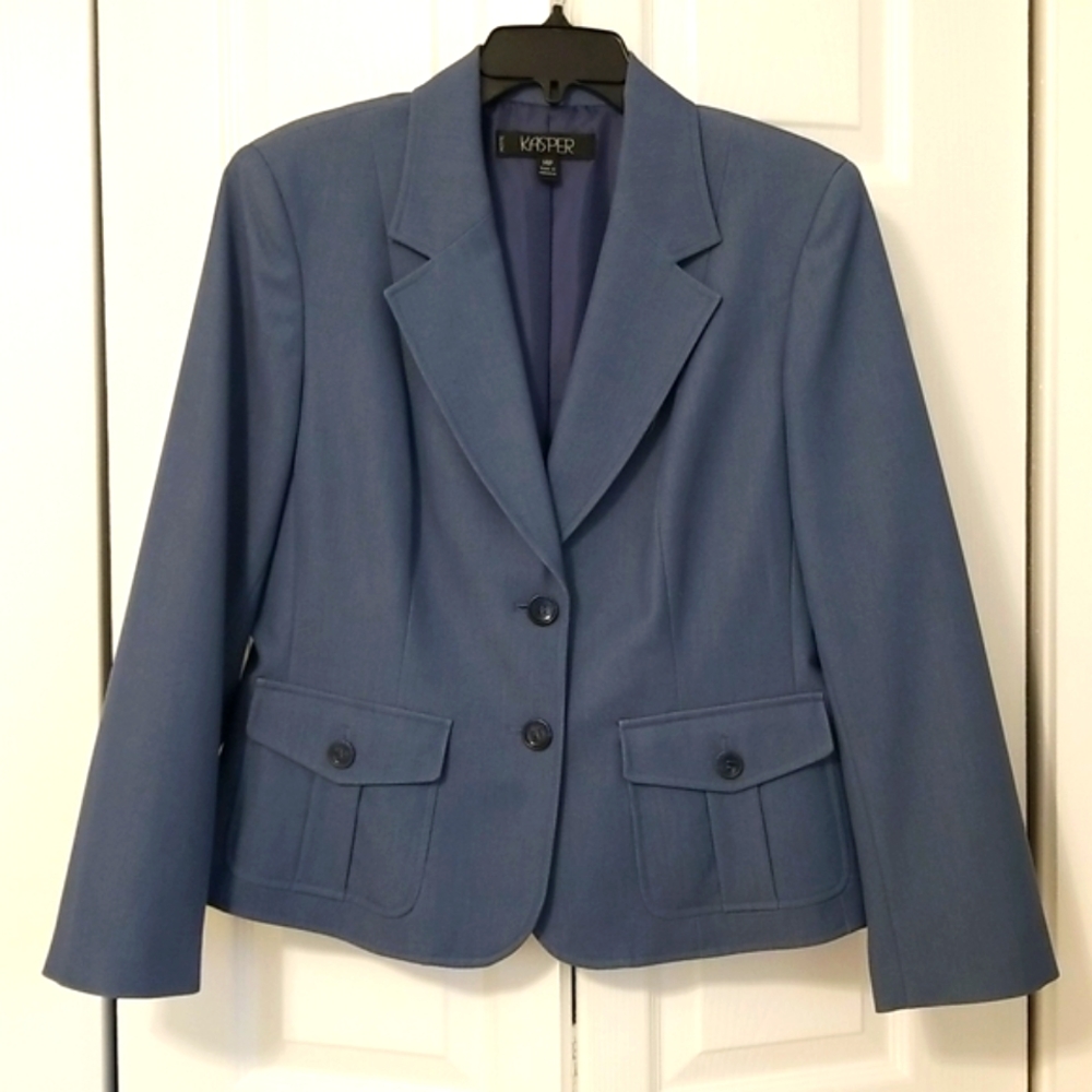 KASPER 14P Women's Blue Suit Jacket- Blazer